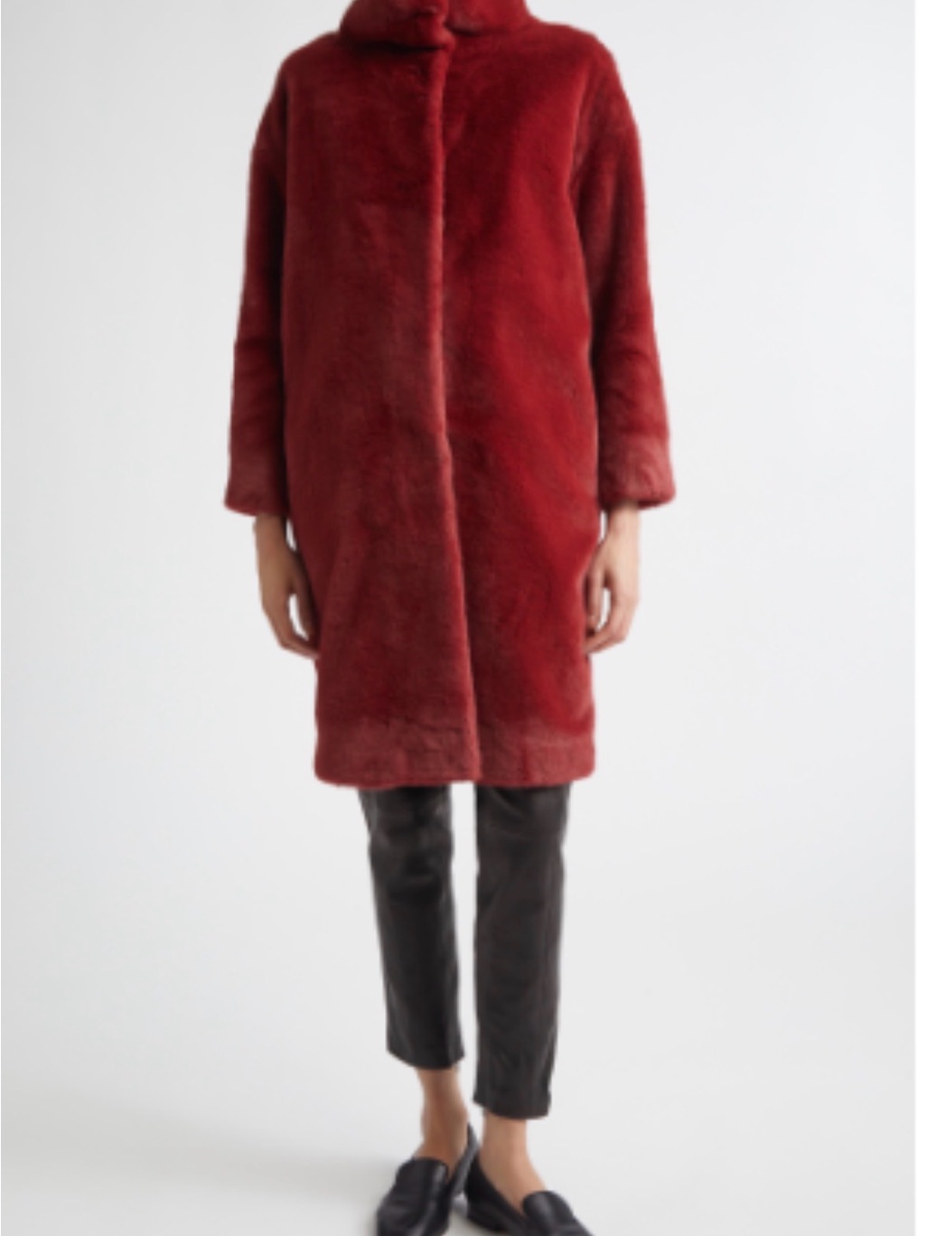 Herno Red Teddy Coat - Plush Faux-Fur Outerwear